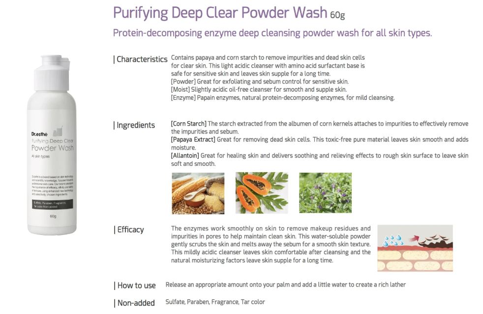 Dr.esthe Purifying Deep Clear Powder Wash 50g European Beauty by B
