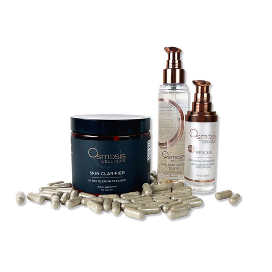 Osmosis The Limited Edition Clarity Cleanse Set. Skin Clarifier, Rescue and Perfection Elixir